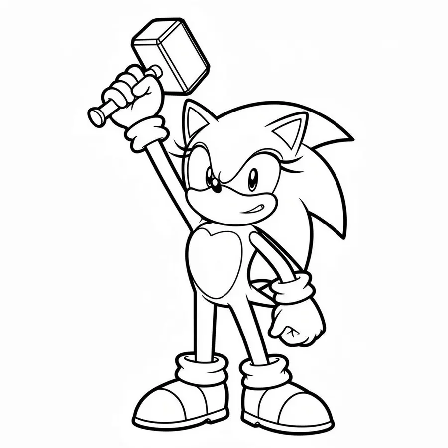 Amy Rose victory pose printable coloring page