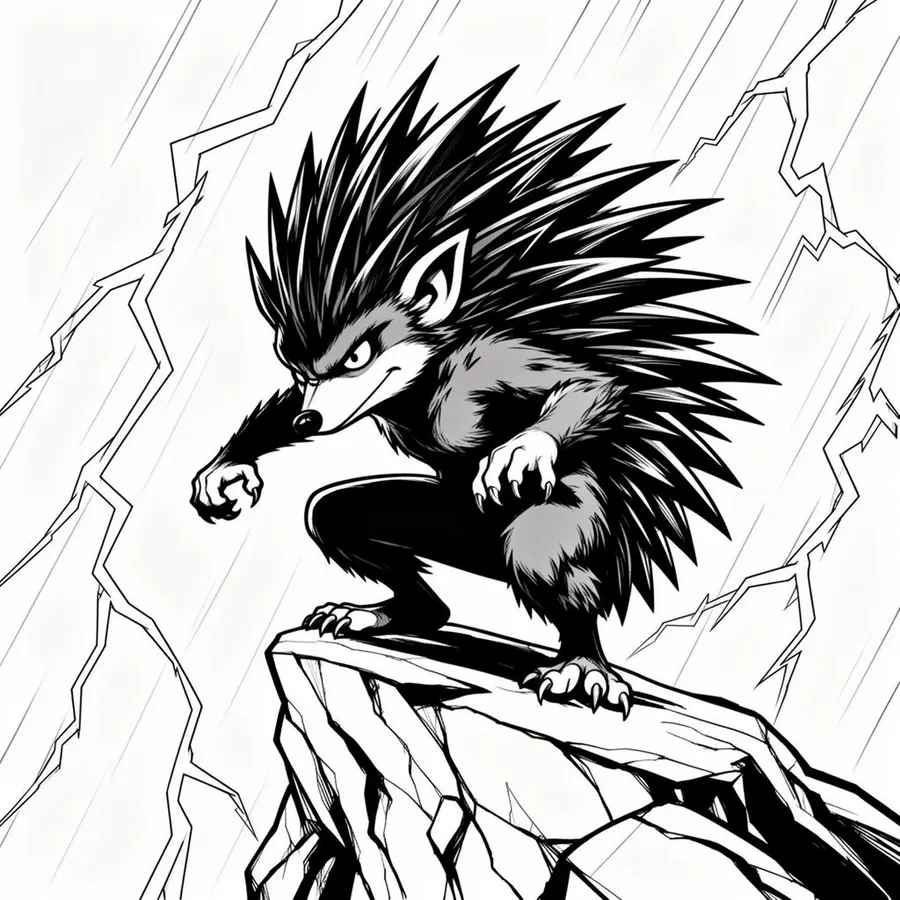 Dark Sonic crouching printable coloring page