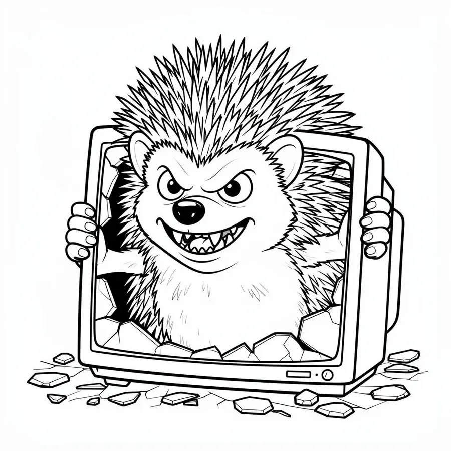 Sonic Exe broken TV printable coloring page