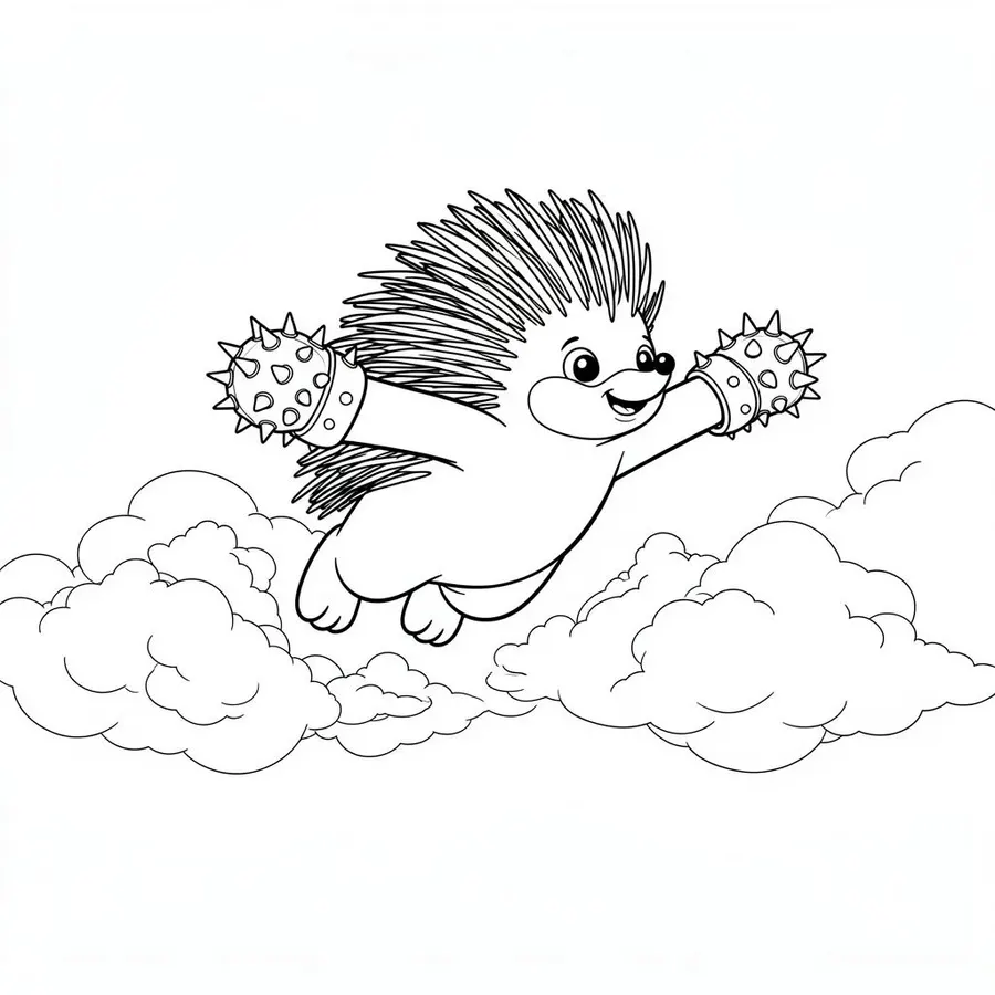 Knuckles gliding through clouds printable coloring page