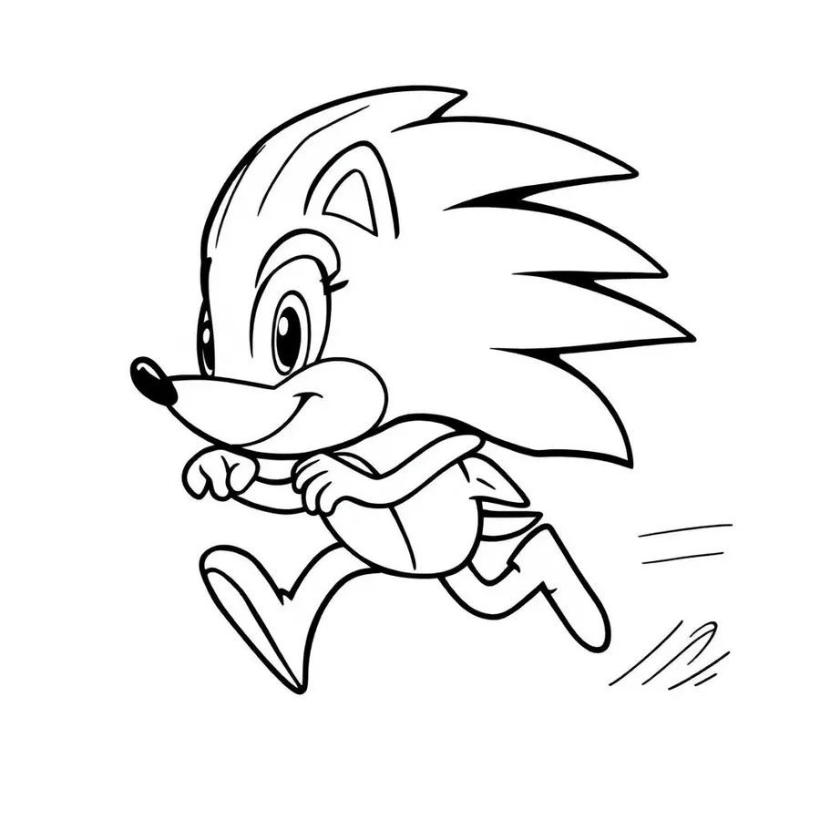 Sonic running with motion lines printable coloring page