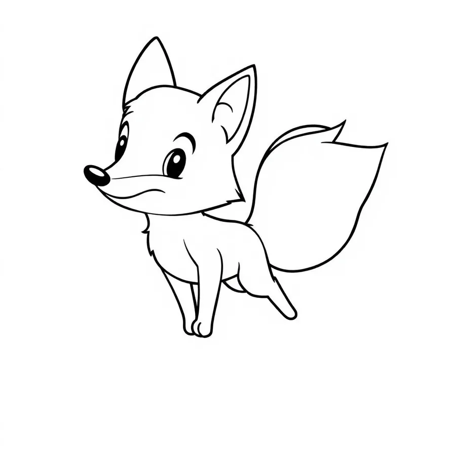 Tails fox character flying printable coloring page