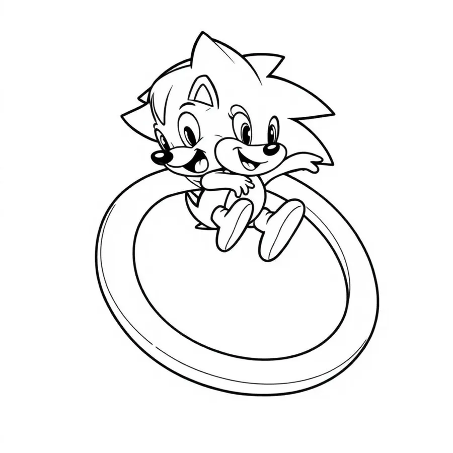 Sonic jumping over a giant ring printable coloring page