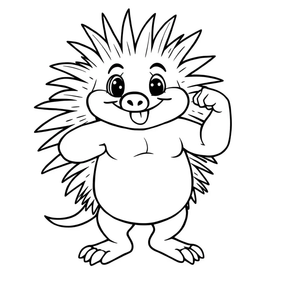 Knuckles echidna flexing muscles printable coloring page