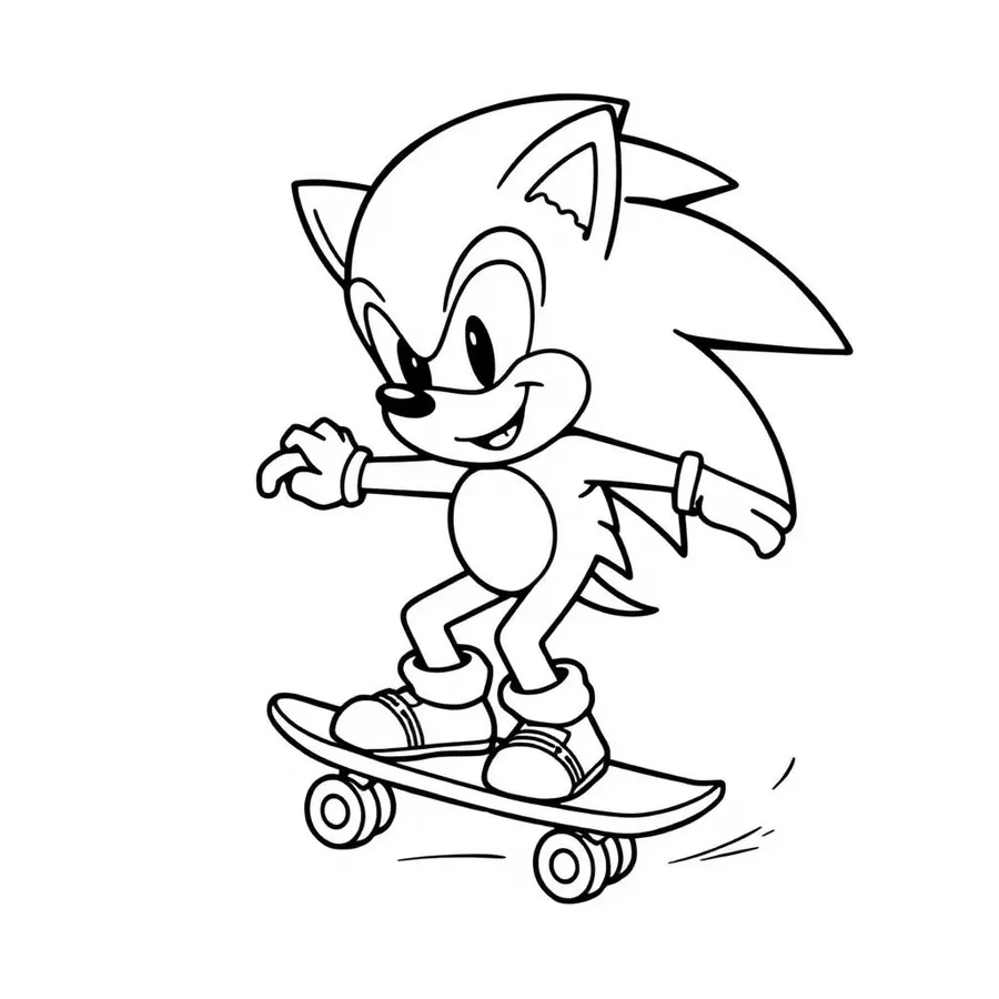 Sonic skateboarding printable coloring page