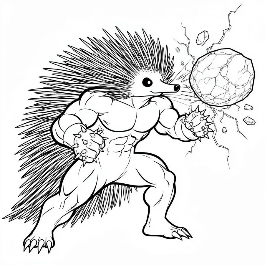Knuckles punching boulder printable coloring page