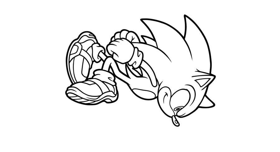 Sonic doing a backflip in mid-air printable coloring page