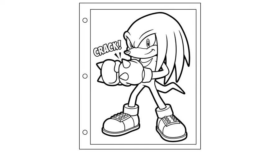 Knuckles cracking his knuckles ready to fight printable coloring page