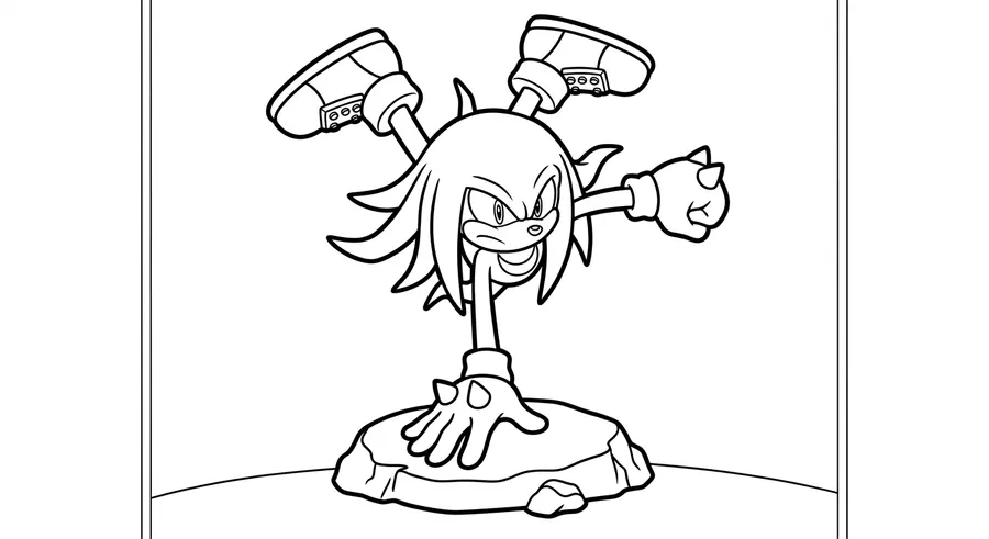 Knuckles balancing on one hand printable coloring page