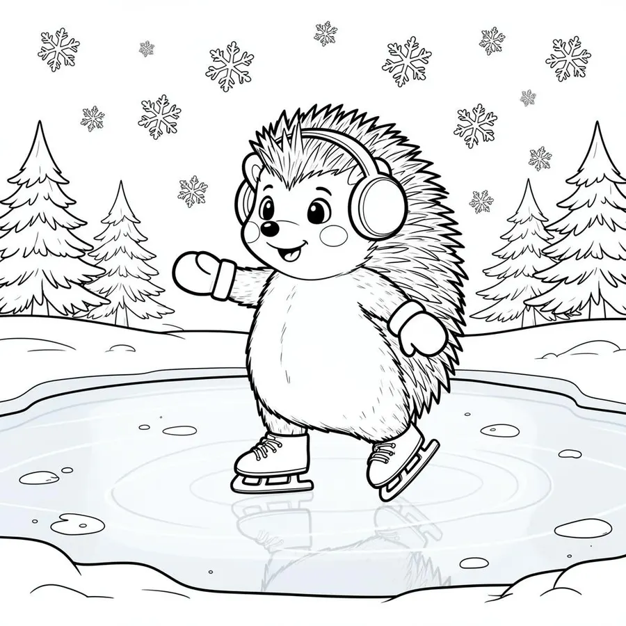 Sonic ice skating printable coloring page